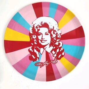 Dolly Parton bright 14” multicolored round serving tray NWT